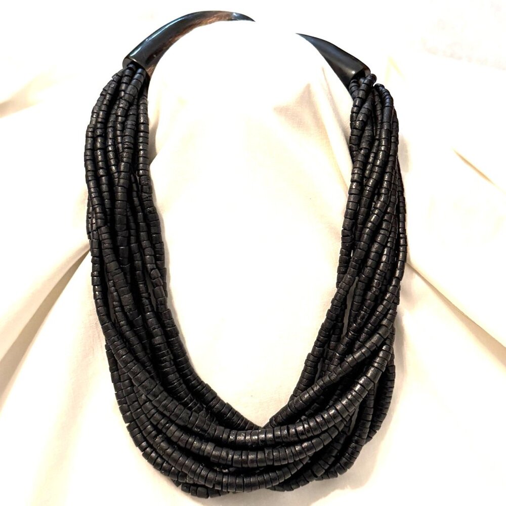 Gerda Lynggaard Style Monies Danish Design Horn 10 Strand Necklace Coconut